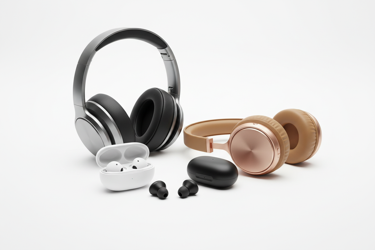 Audio gadgets white background